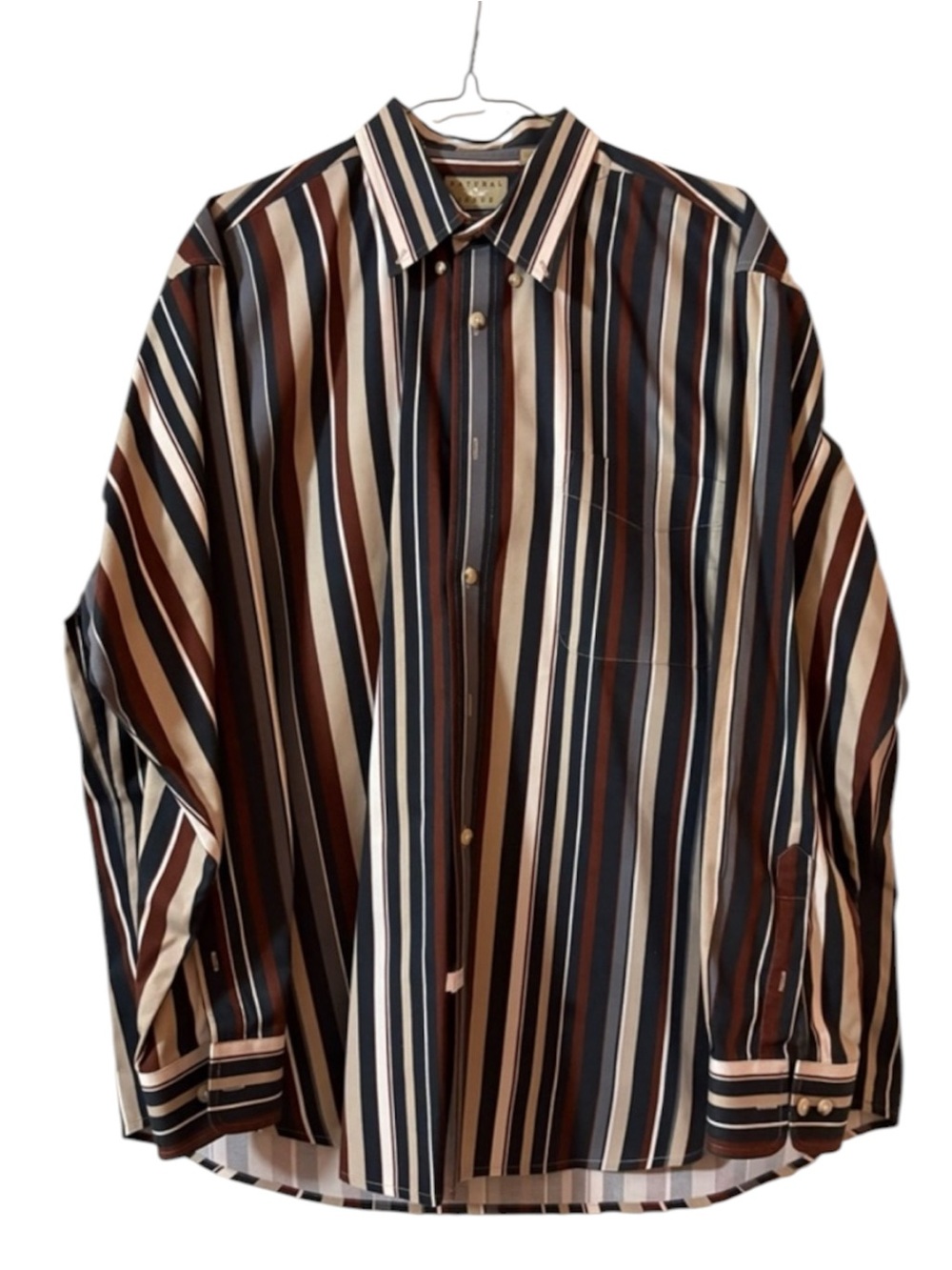 Natural Issue Men's XL Striped Button Down Long Sleeve Shirt Multi-Color